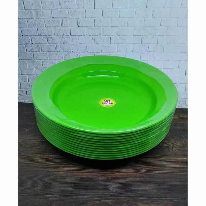 Piring Piring Makan Anti Pecah 1 Lusin Piring Makan Plastik Semi Melamin