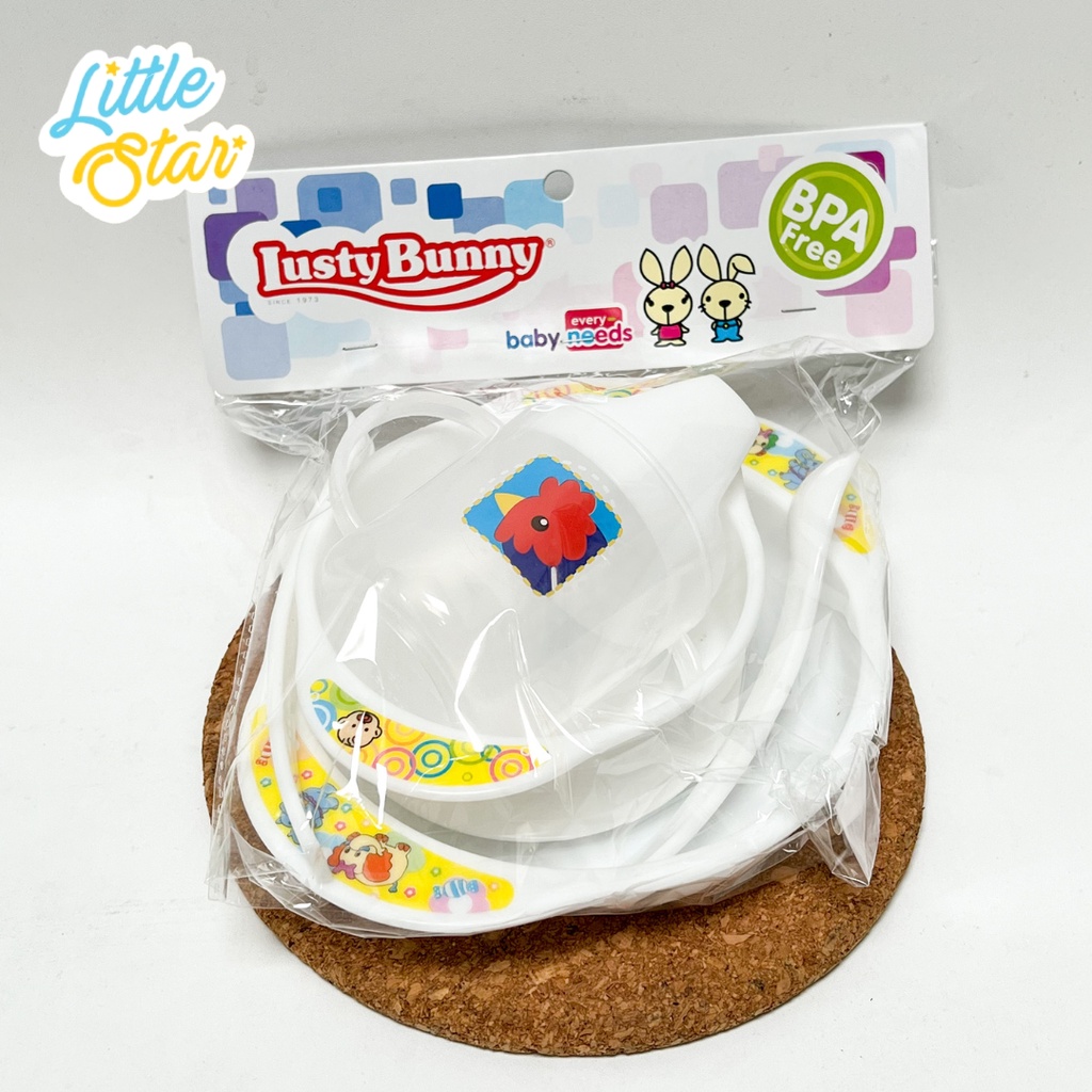 5in1 Lusty Bunny Feeding Set Peralatan Makan Bayi Aman BPA Free LB1363