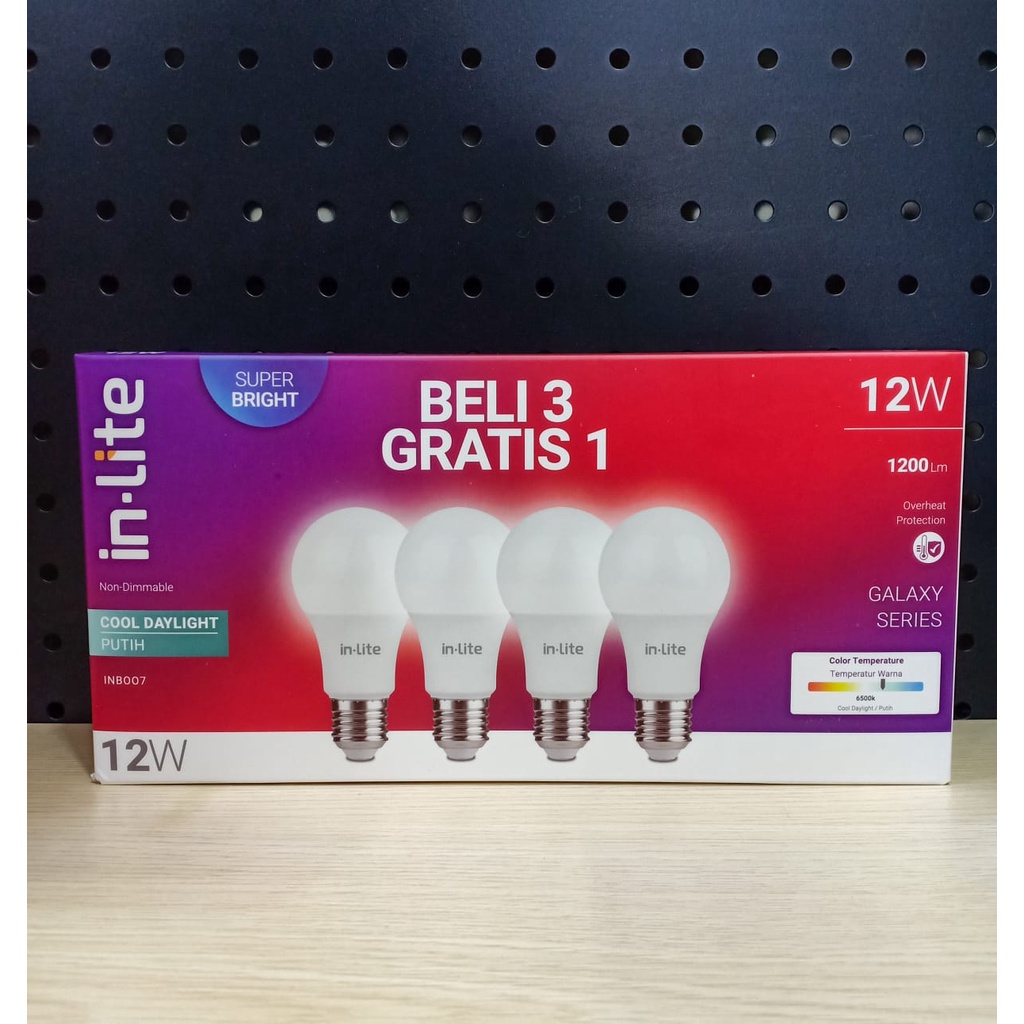 Pack Beli 3 Gratis 1 Lampu Led IN LITE 12w Paket IN-LITE 12w
