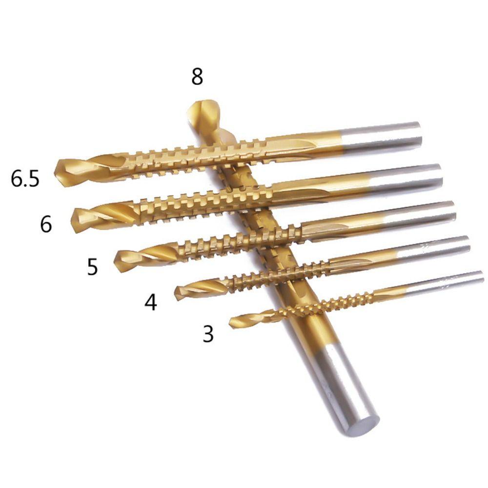 Lanfy Titanium Coated Drill Bit Woodworking Tool 3-8mm Grooving Drill Saw Bukaan Lubang Titanium Milling Cutter Bor Listrik Set Twist Drill Bit