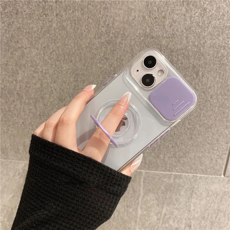 IPHONE Fashion Jendela Sliding Mewah Kamera Ring Bracket Casing Handphone Untuk Iphone14 13 12 11 Pro Max X XS Max XR 78 Plus Shockproof Penutup Belakang