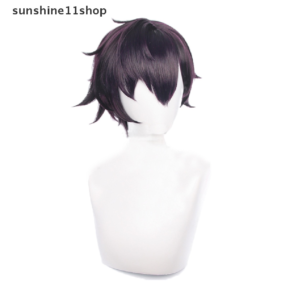 Sho Vtuber Shoto Cosplay Wig Ungu Hitam Pendek Tahan Panas Rambut Sintetis Anime Halloween Wig Pesta N