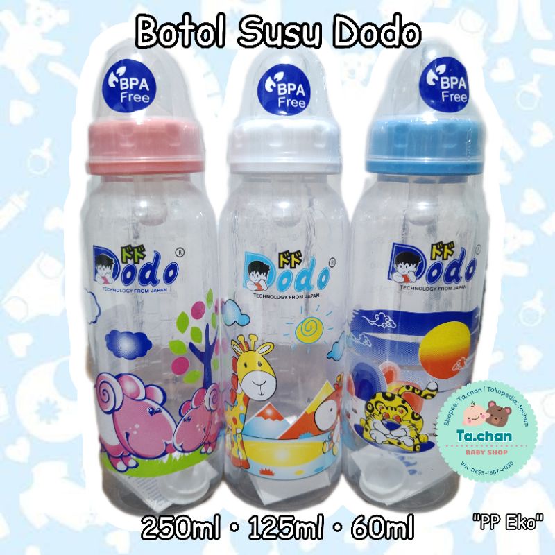 Botol susu Dodo PP Eko 60ml / 125ml / 250ml Botol dot susu 2 oz /4oz/ 8oz