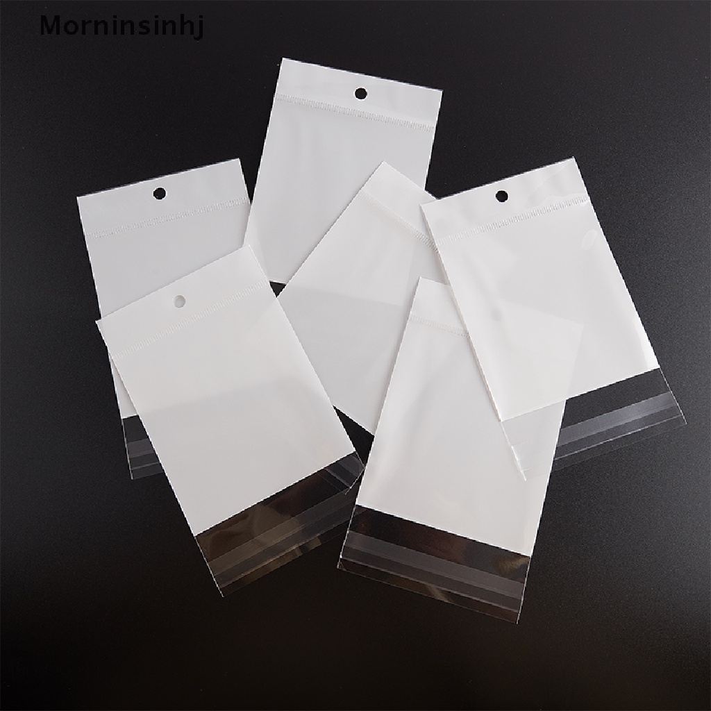 Mornin 50pcs Kantong Plastik Penyegelan Diri Resealable Cellophane Bag Putih Untuk Perhiasan DIY id