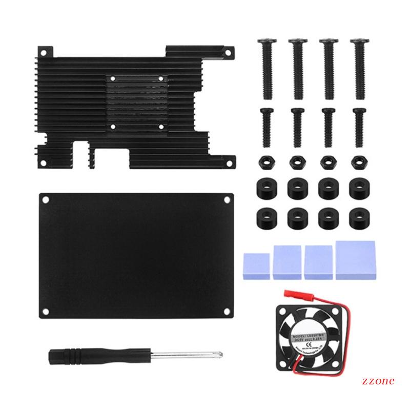 Zzz Aluminium For Case For Orange Pi5 Pelindung Kandang Kerang Untuk Pi5 Heat Sink Cover with Cooling Fan