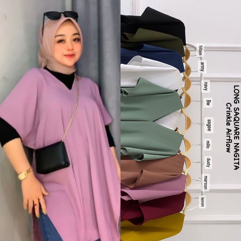 Blouse Nagita Crinkle Airflow Tunik Crinkle Atasan Crinkle Wanita