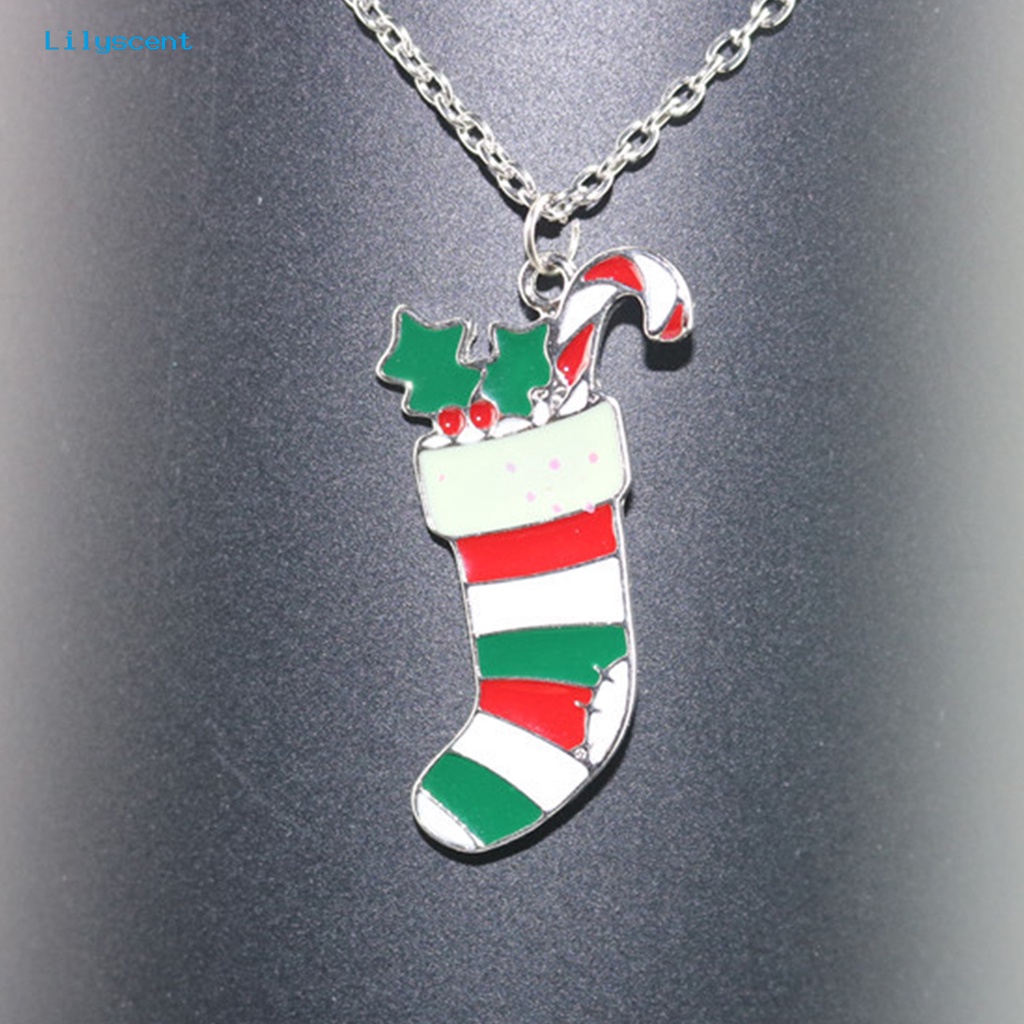 [LS] Wanita Kalung Enamel Meriah Berlian Imitasi Mengkilap Hias All-match Dekoratif Hadiah Tahun Baru Merry Christmas Santa Claus Snowman Elk Pendant Necklace Perhiasan Aksesori