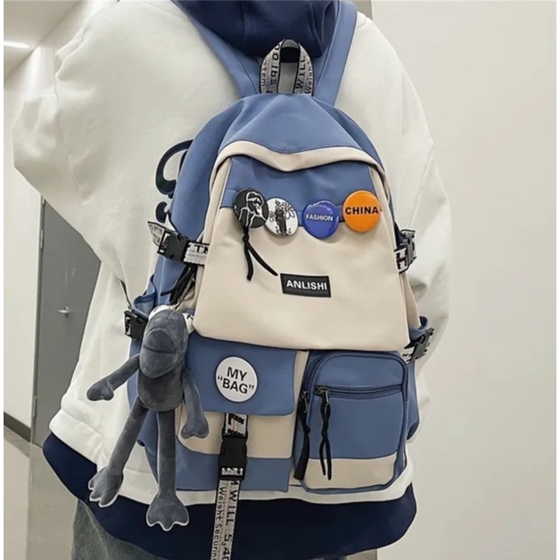 Tas sekolah anak perempuan SMP SMA-ransel wanita multipocket-tas sekolah keren tahan backpack fashion style korea air-tas punggung portabel untuk anak perempuan dan laki -laki