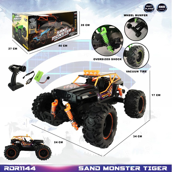 RDR1144 Hitam Sand Monster RC Rock Crawler Jeep Off Road Offroad Mainan Anak Mobil Remote Control Ra