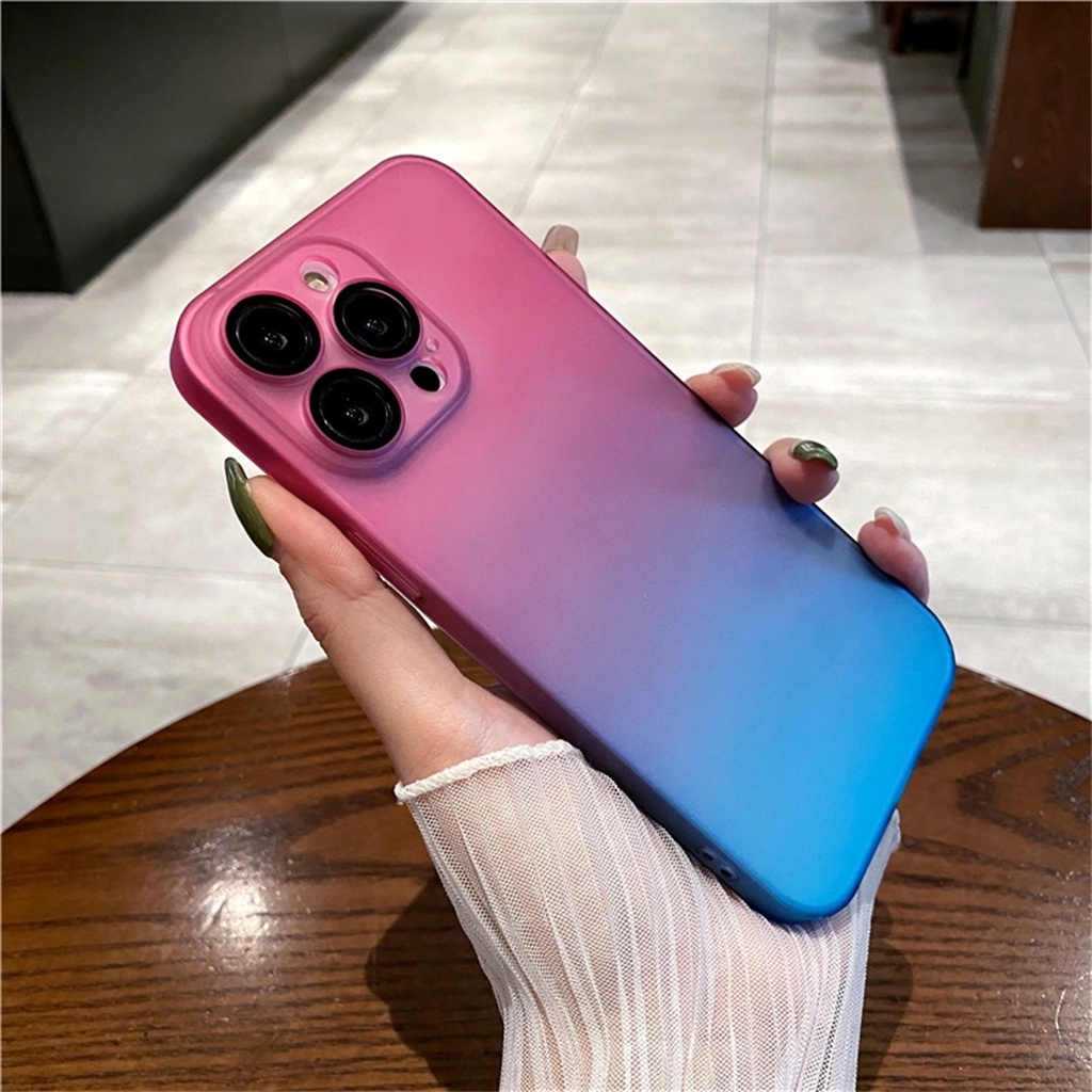 Casing Gradasi Dua Warna Mewah Iphone13 12 Pro Max case Iphone14 Promax14 Plus Kamera Tahan Guncangan Tertutup Penuh Melindungi Lensa case iPhone