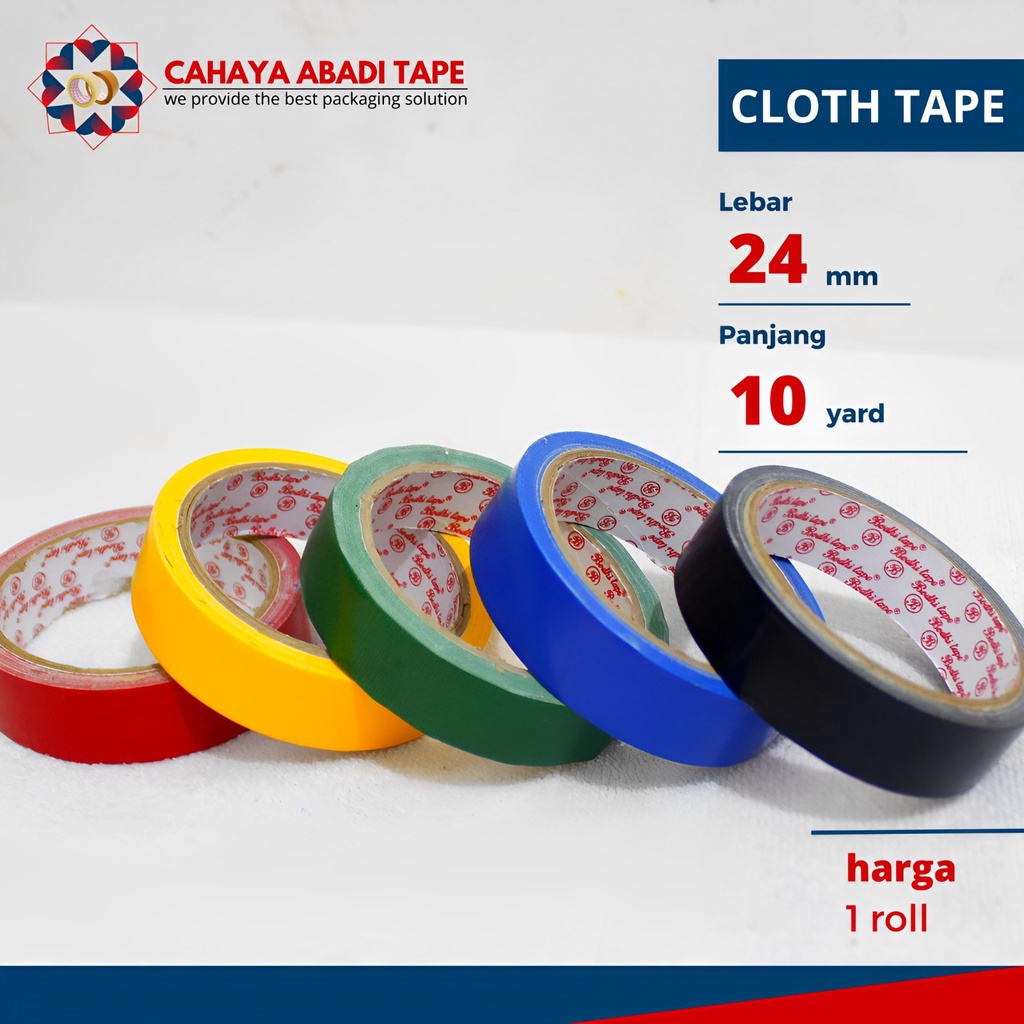 

LAKBAN KAIN/CLOTH TAPE/LAKBAN JILID 24MM X 10YARD PER ROLL