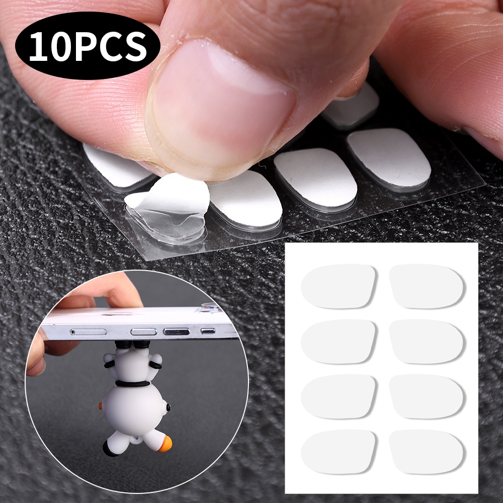 1/10pcs Pack Transparan Nanogel Pengikat Tape Dots/Clear Traceless Dua Sisi Lem Kuat Dots/Tanpa Meninju Lem Kaki Boneka DIY/Alat Tulis Stiker Ajaib