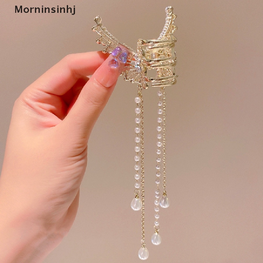 Mornin Rumbai Kupu Mutiara Jepit Rambut Wanita Hair Claw Hairpin Rambut Kepiting HairAccessory id