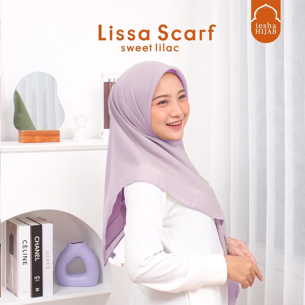 Lishani Hijab Segi Empat Lissa Scarf bahan Pollycotton Warna Soft Lilac