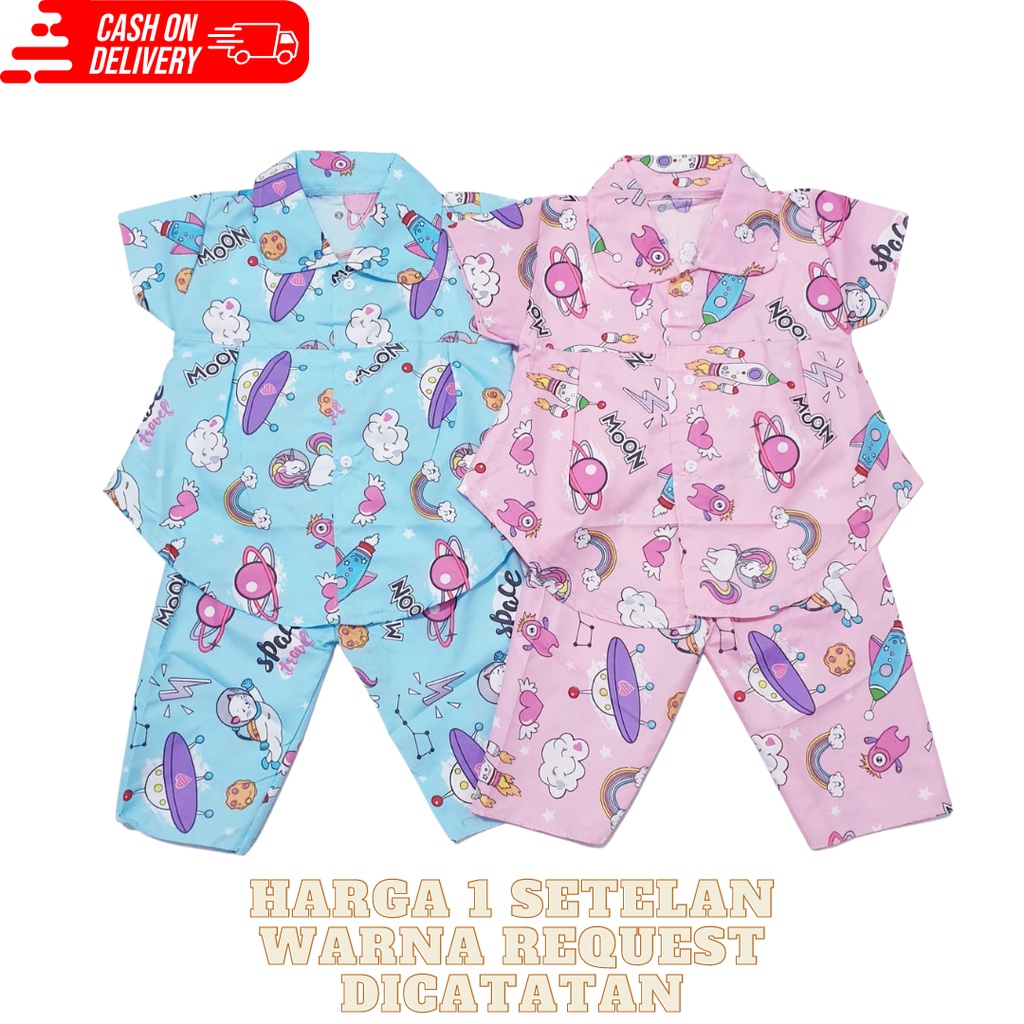 Cod Baju Tidur Setelan Piyama Kancing Anak Perempuan 0-12 Bulan Baju Baby Gracia