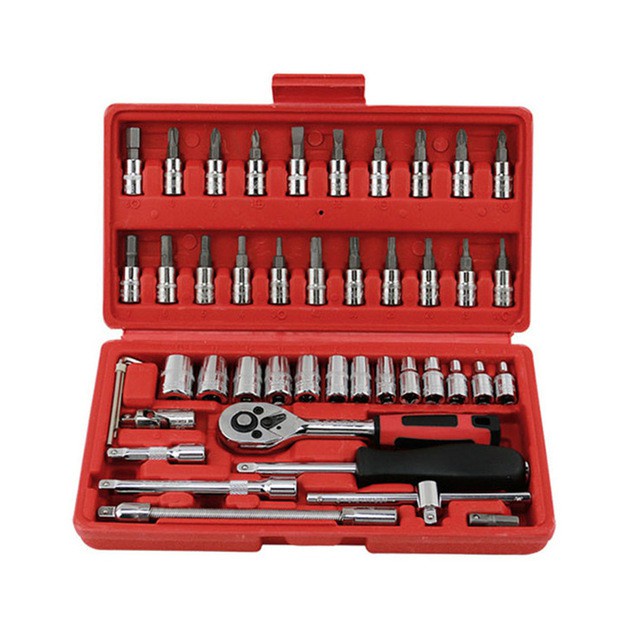 AKN88 - High Quality 46 in 1 Household and Car Auto Repair Tool Ratchet Wrench Set Toolbox