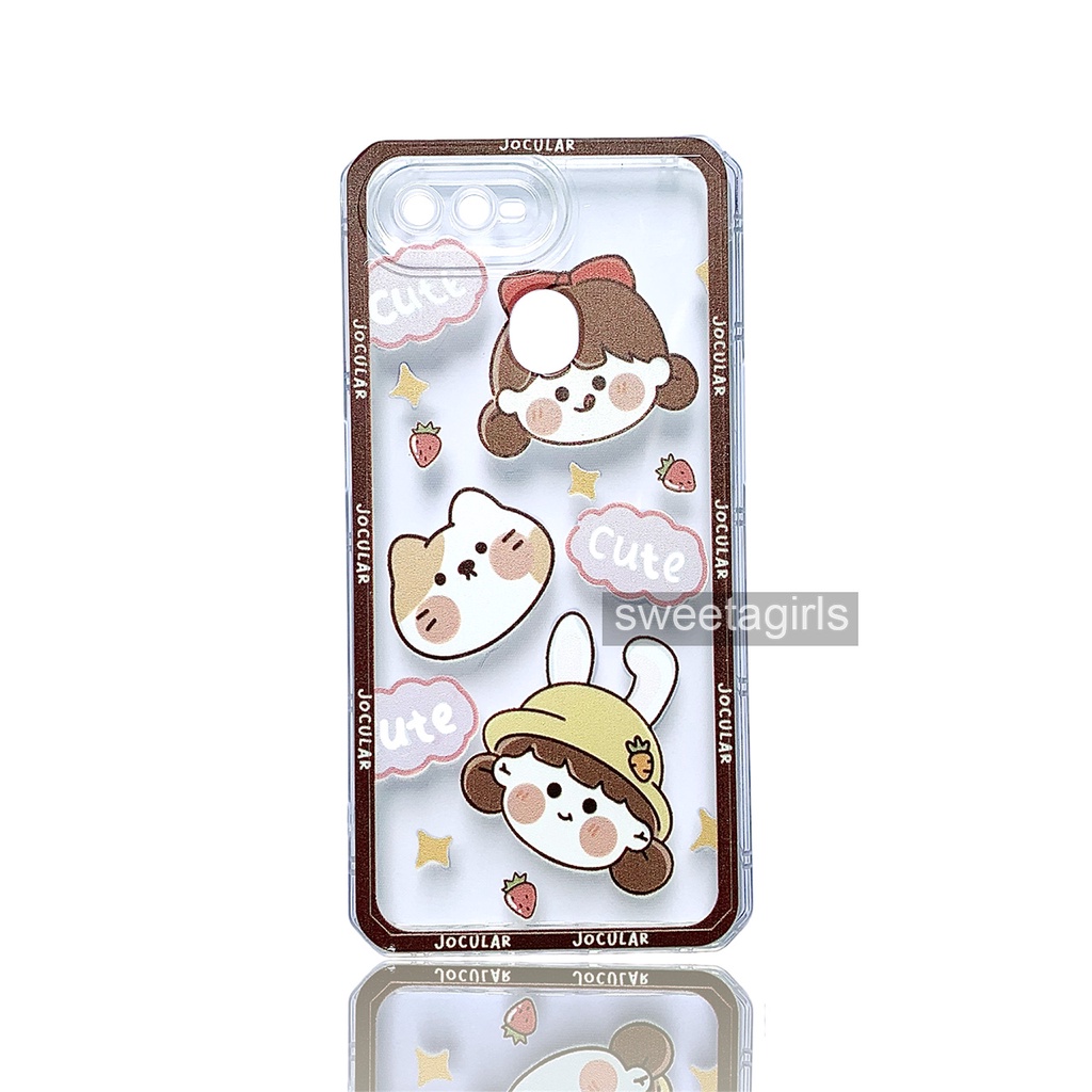 Softcase Transparan Korean Cute untuk  Oppo A5s - A12 - A7 - A11K ( Sama ) - Sweetacase.id - Casing Lucu - Kesing Cewek - Casing Lembut - Case Bening - Lucu - Gemoy