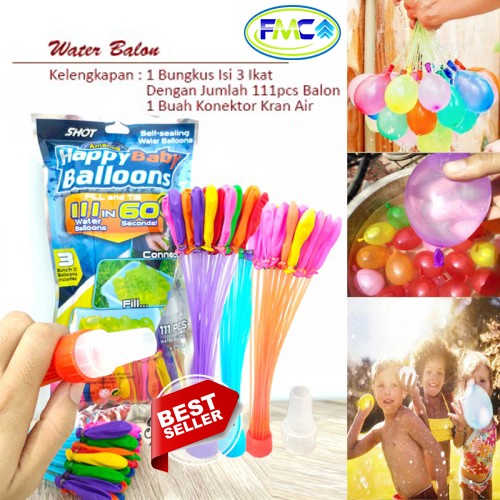 Balon Air Perang Mainan Anak Seru Latex Water Ballon Magic Bunch Baloon Praktis Murah Aman