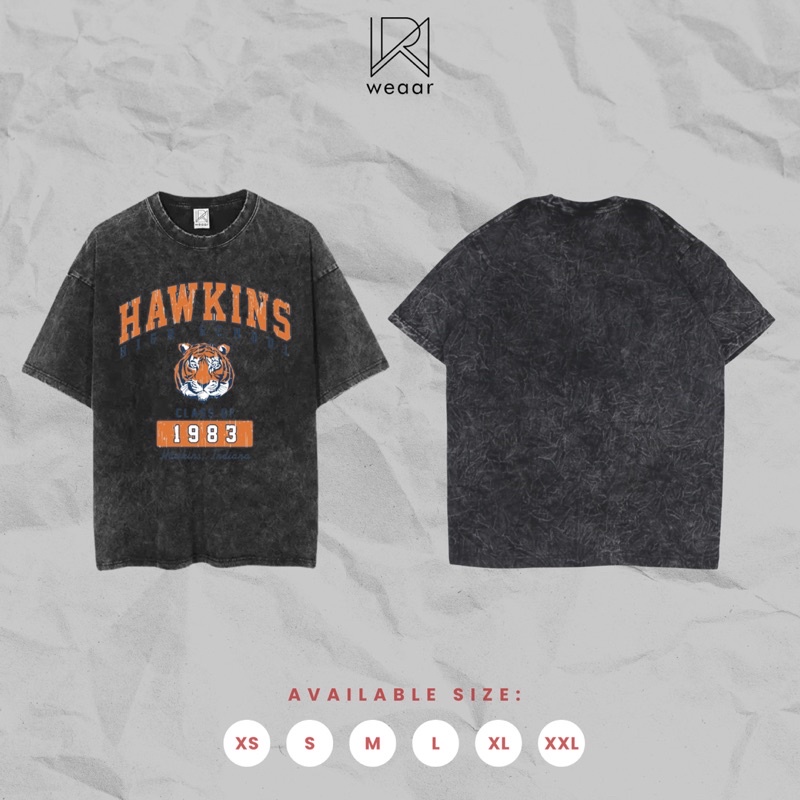 Hawkins Washed Tshirt Retro Kaos
