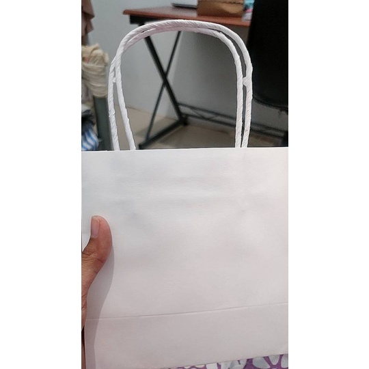 paper bag putih tebal ukuran 23,5x13x8cm isi 100pcs