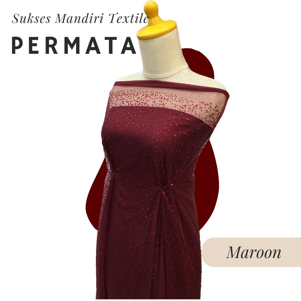 [PERMATA] Brokat Brukat Tile Premium Mewah Warna Maroon Merah Marun | Harga ½ meter = 50 cm (Bahan D