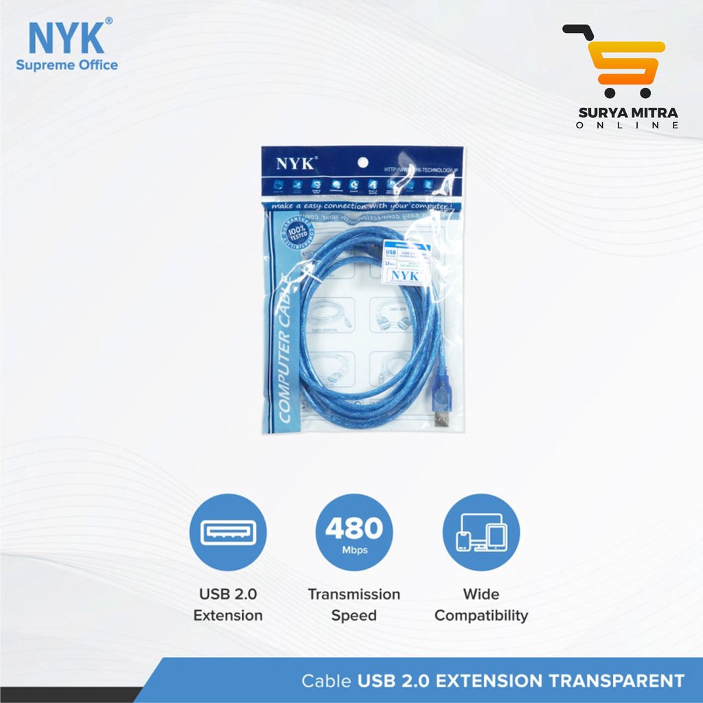 Kabel Perpanjangan USB Extention 2.0 Merek NYK 1.5m