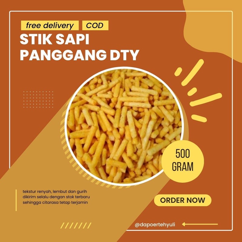 

Snack Stik Sapi Panggang DTY | Snack Kiloan | Snack Cemilan - 500 gram