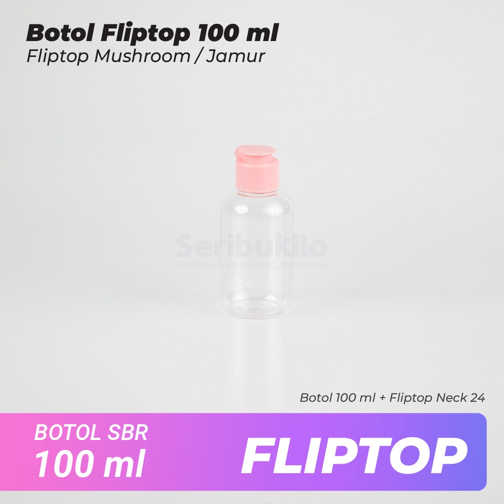 Botol Fliptop SBR 100ml/Botol PET 100ml Fliptop Mushroom/Jamur SBR