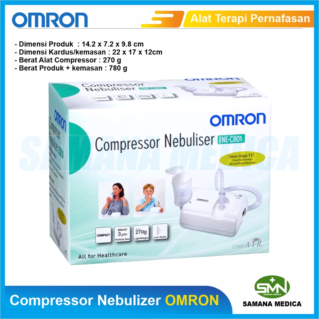 Compressor Nebulizer OMRON NE-C801 Alat Terapi Gangguan Pernafasan Promo