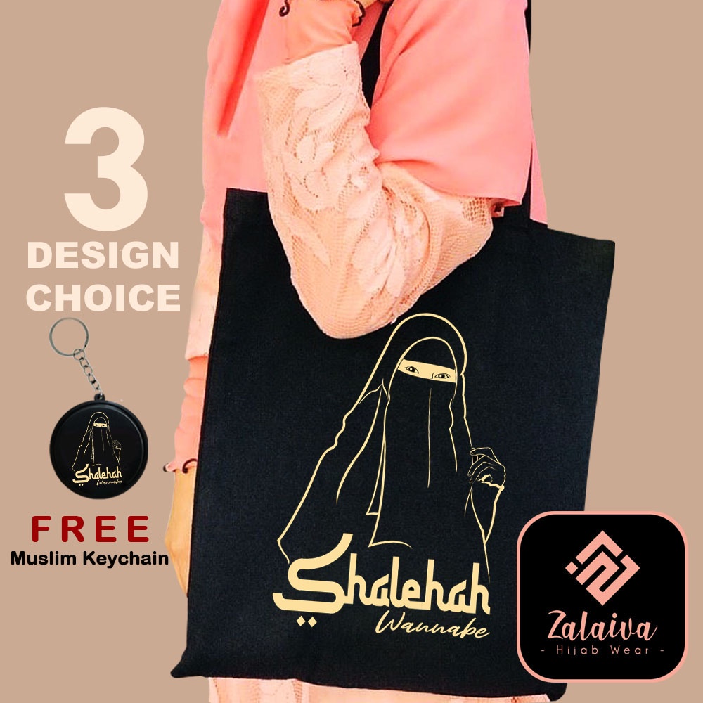 ZALAIVA Tote Bag Tas Muslimah totebag wanita Motif Niqab New Design Tas Jinjing Cadar