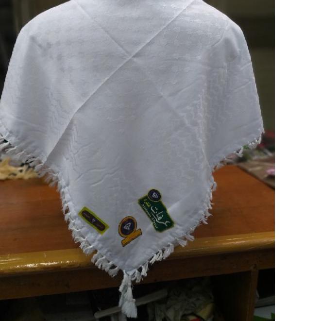 ✵ Sorban Putih Polos Almas Arafat Koncer Rumbai ➩