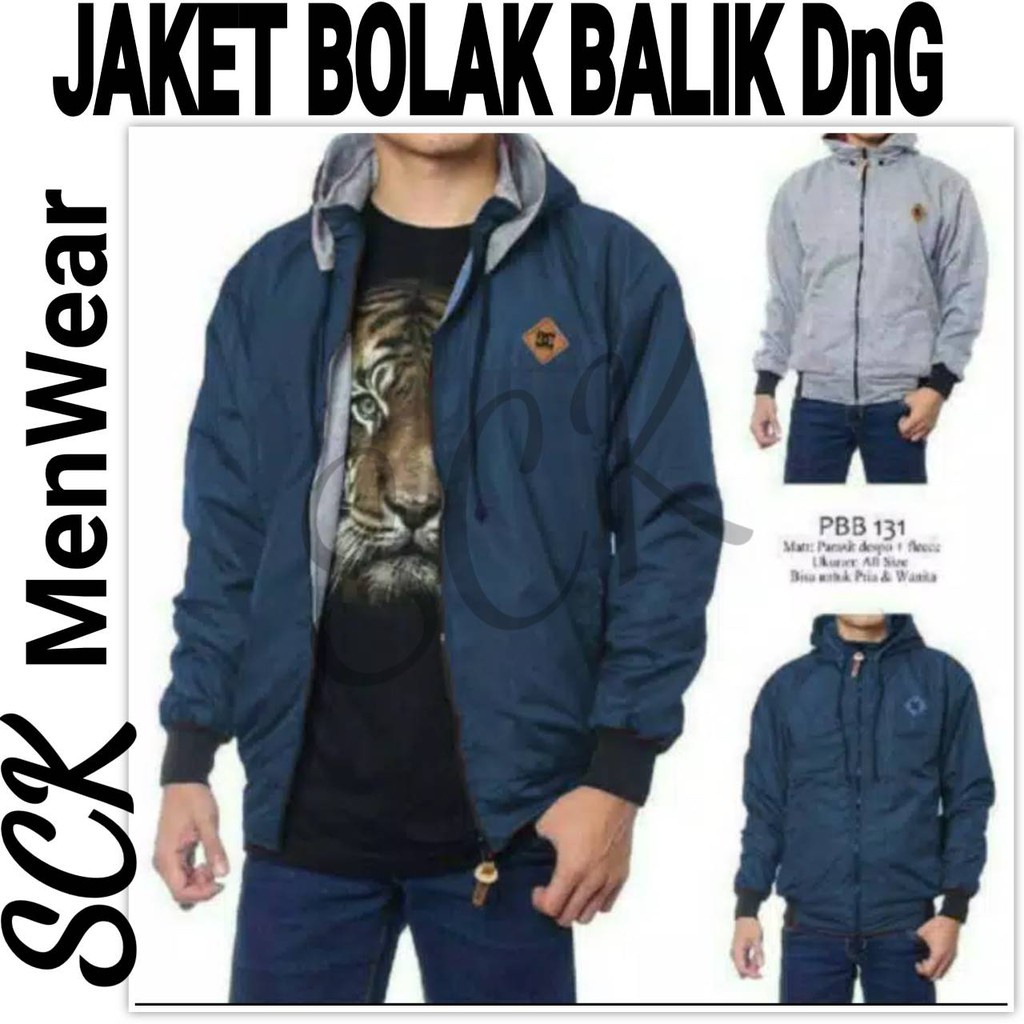 Jaket Pria VLK Bolak Balik Resleting Luar Parasut Dalam Katun Halus / PakaianCowok ukuran L-XXL (JUMBO) - sckmenwear GROSIR