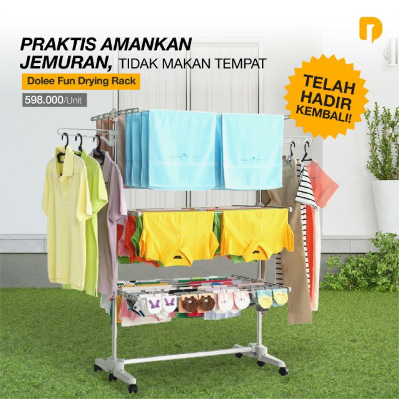 Dolee Fun Drying Rack - Jemuran, Jemuran Lipat, Jemuran Baju, Jemuran Pakaian