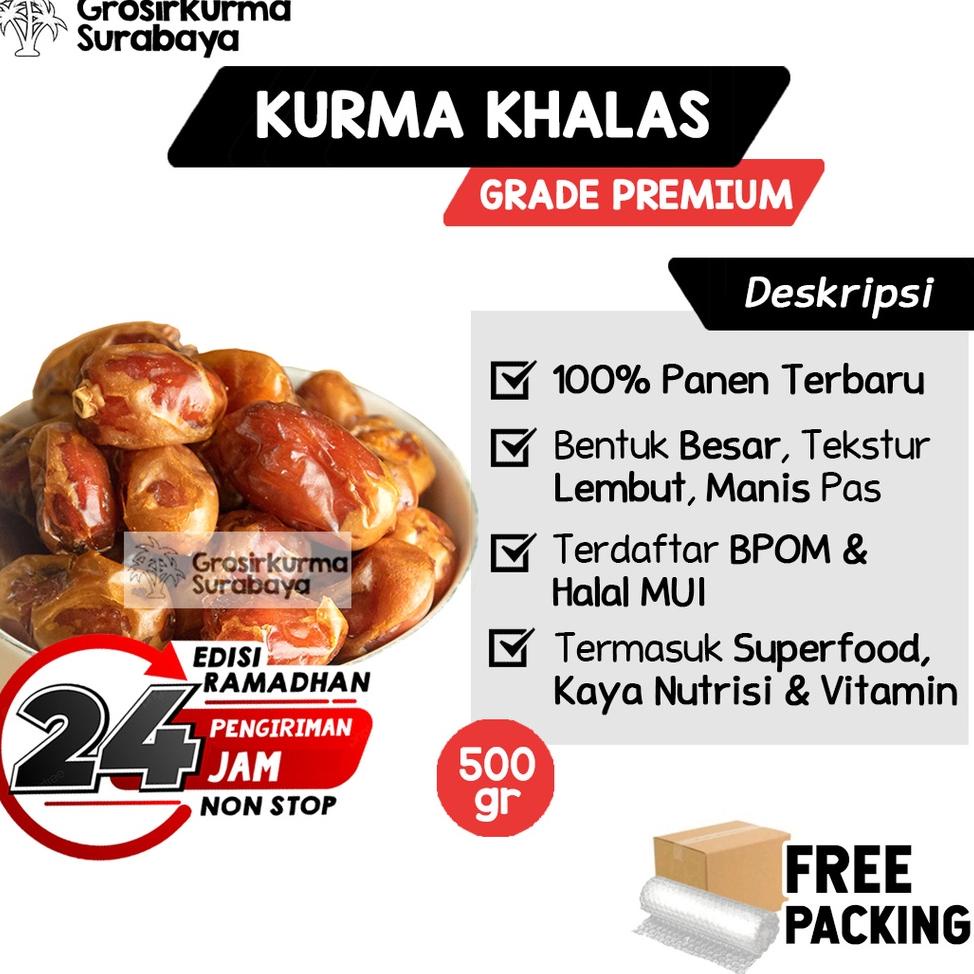 

J22 Kurma KHALAS BPOM 500Gram Premium Asli Arab Saudi Enak Legit Untuk Nabeez Madu Basah Mesir MPASI STOCK TERBATAS ㅔ