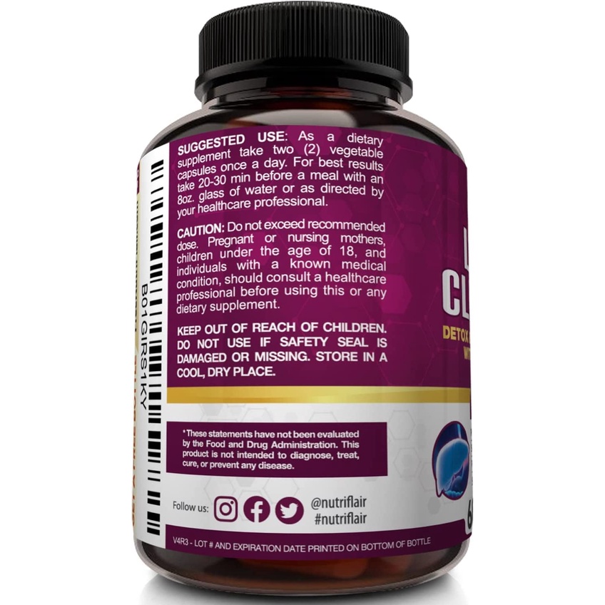 Nutriflair Liver Cleanse &amp; Support Detox Milk Thistle Fatty Liver Supplemen Hati