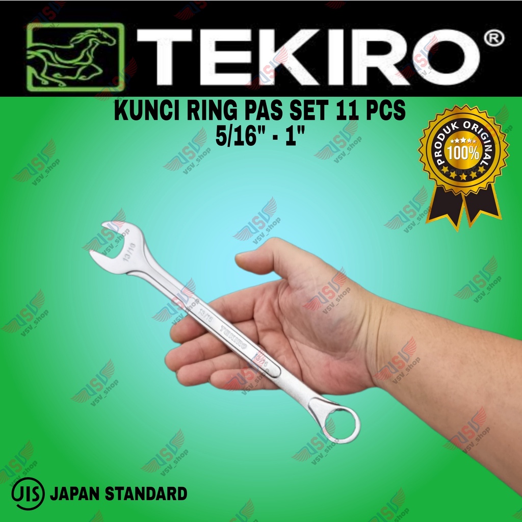 Tekiro Kunci ring pas set 5/16&quot;-1&quot; / ringpas sae 11pc / Kunci pas ring sae