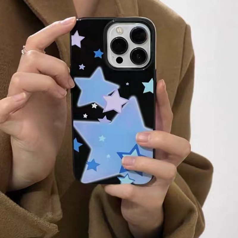 IPHONE Ins Pola Bintang Cocok Untuk Iphone14 14pro 14plus 13 13mini 13pro 13prm iPhone12 7Plus 8Plus Xr XS 13 12mini Pro Max TPU Empat Sudut Casing Ponsel Tahan Guncangan