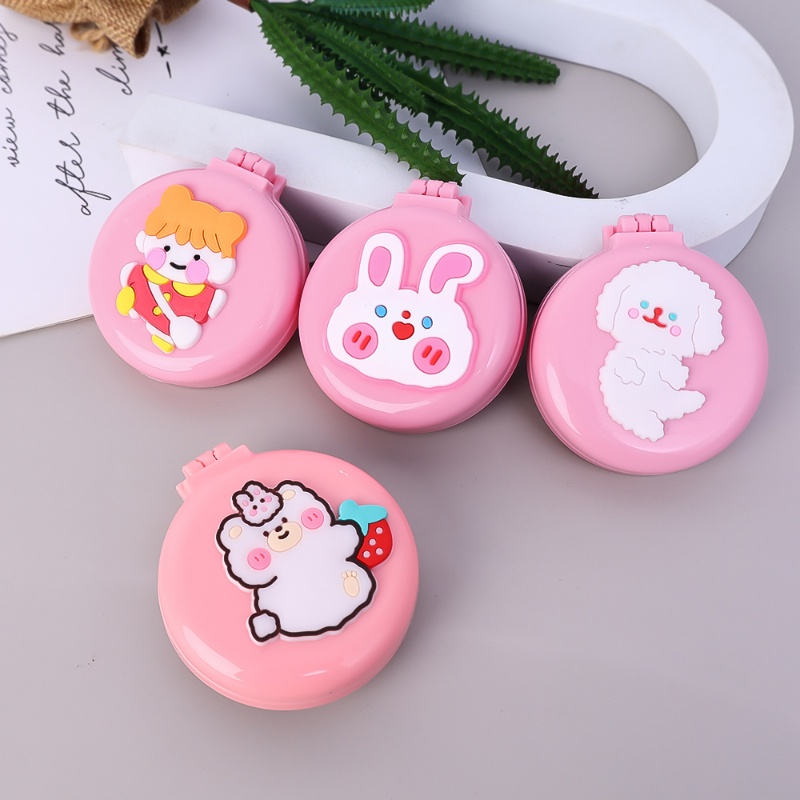 Cermin Sisir Lipat Saku Mini Lucu/Sisir Pijat Portable Kartun Makeup Sikat Rambut