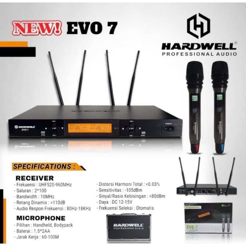 Mic/Microphone Wireless Hardwell EVO7/Multichanel Hardwell EVO 7 Microphone Original