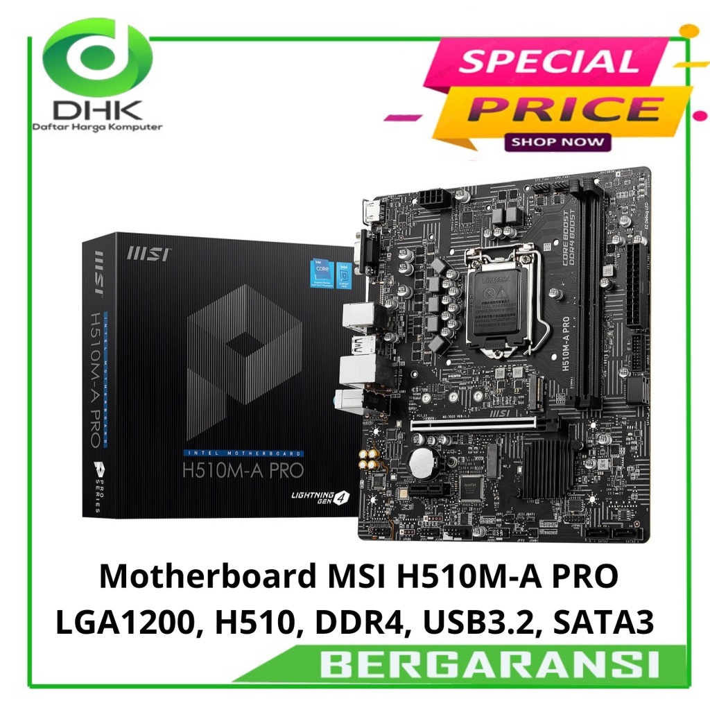 Motherboard MSI H510M-A PRO ( LGA1200, H510, DDR4, USB3.2, SATA3 )