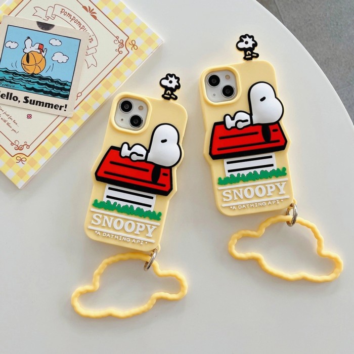 

Lanyard Snoopy Bracelet Silicone Soft Case Casing Iphone X Xr 11 12 13 Pro Max