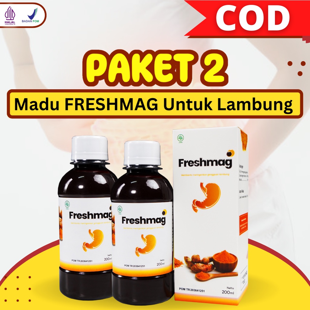 PAKET 2 BOTOL FRESHMAG | Madu Herbal Obat Lambung, Obat Maag, Gerd | FRESHMAG OBAT LAMBUNG ORIGINAL