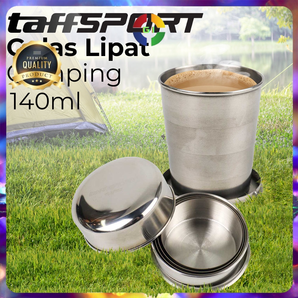 Gelas Lipat Camping Serbaguna 3 Section Fold 140ml Stainless