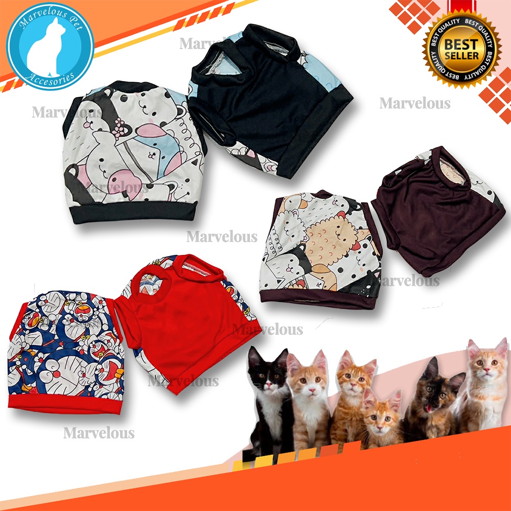 Kaos Baju Kucing Bahan Katun Aneka Motif Karakter Lucu Model Kutungan