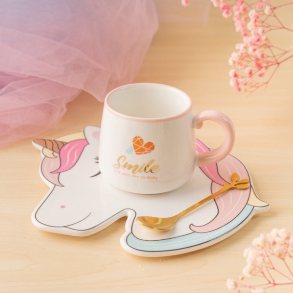 

Dijual ARAMI Unicorn Gift Set Tea Glass w Coaster Paket Gelas Keramik Estetik - Soft Pink Berkualitas