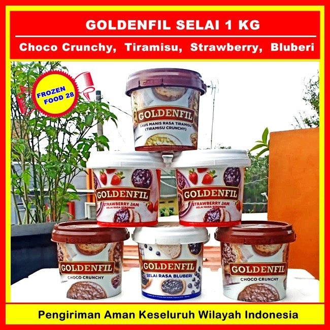 

Terlaris ✨ -Goldenfil Selai 1 kg / Choco Crunchy, Tiramisu, Strawberry, Blueberry - Bluberi2.2.23