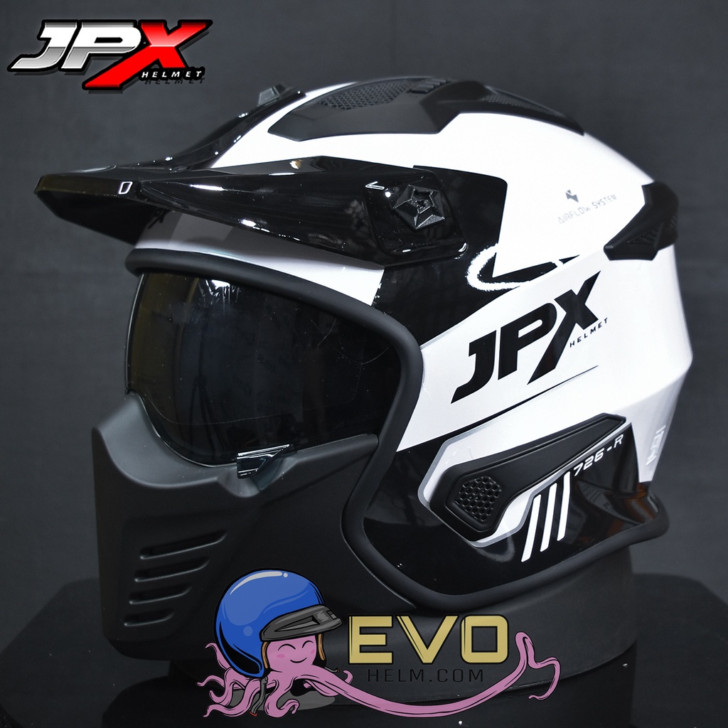 HELM JPX MOTOCROSS_JPX MX 726R - PEARL WHITE (ONGKIR 2 KG) JPX ROBOT JPX CAKIL JPX MX726R ORIGINAL HELM JPX MX