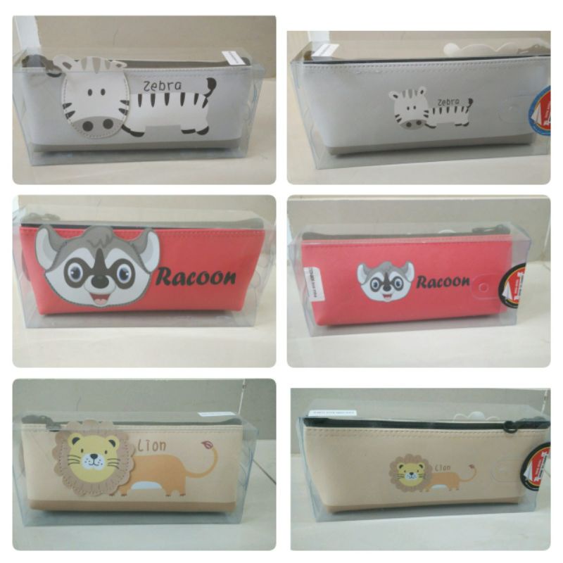

Terlaris ✨ -Pencil case tempat pensil animal 3D kulit sintetis sleting impor- 2.2.23