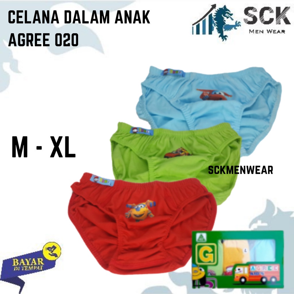 [ISI 3] CD Anak AGREE 020 Aneka Warna Polos / CD Anak Motif / Pakaian Dalam Anak AGREE Kids - sckmenwear GROSIR