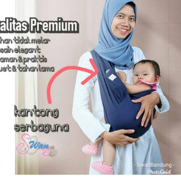 Dijamin Ada SwanBaby Gendongan kaos Premium / Geos bayi ada kantong